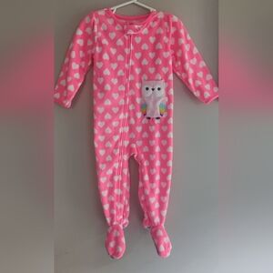 Carter's Pink Heart One Piece Footies with Owl Design Size 18M